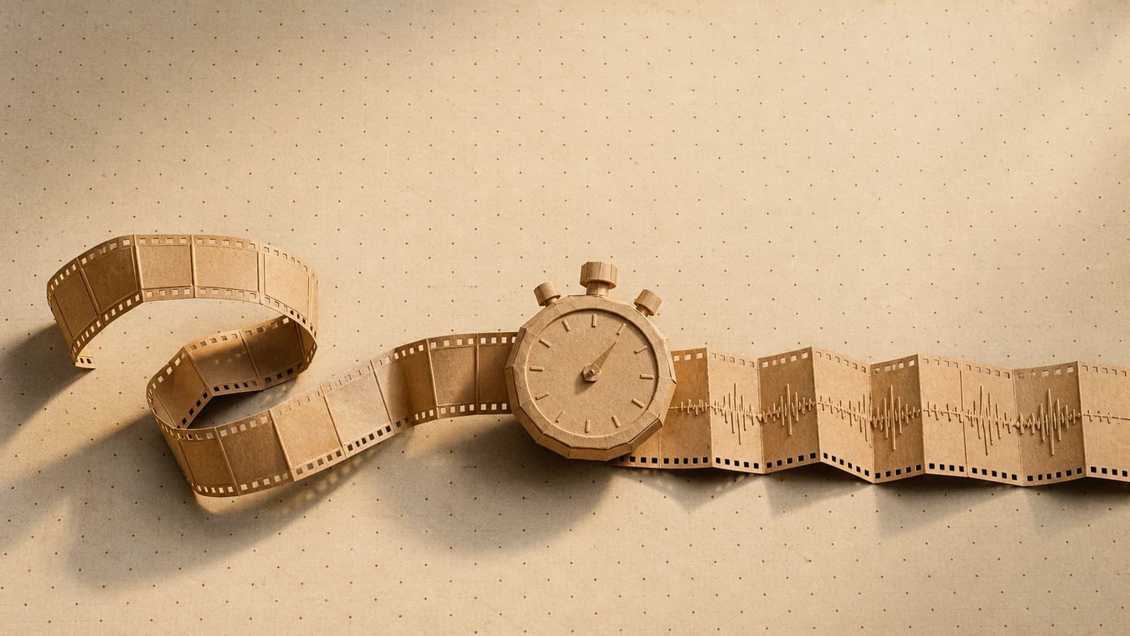 Editorial origami illustration for What native 30-second AI video changes for ad makers