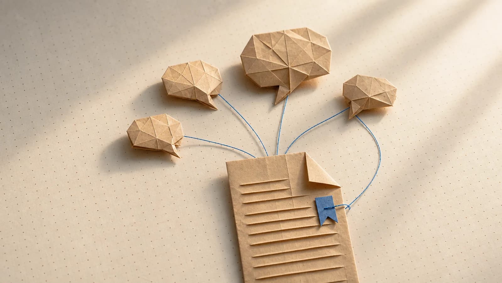 Editorial origami illustration for Generative engine optimization: how to get your content cited by AI search