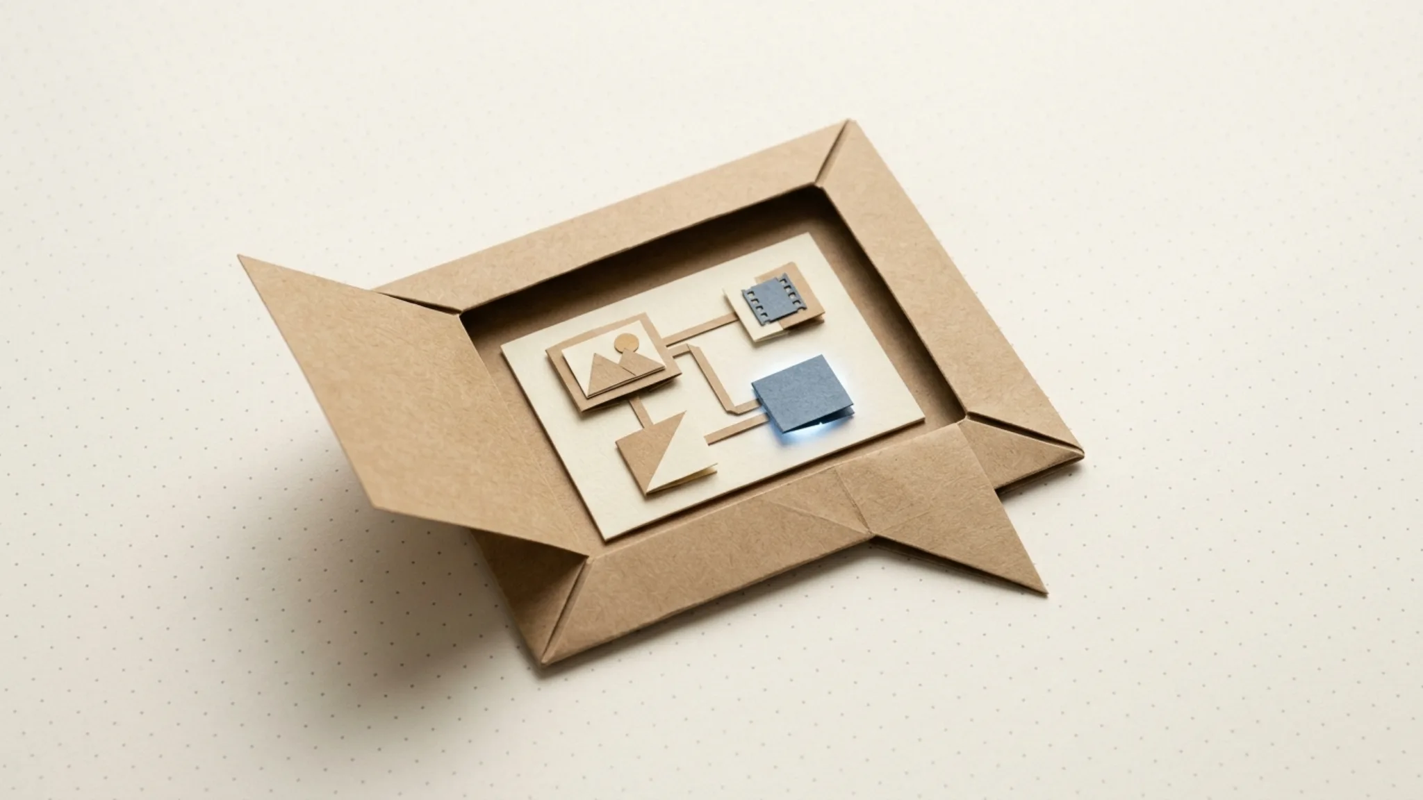 Editorial origami illustration for How to give Claude or ChatGPT a canvas with MCP (step by step)
