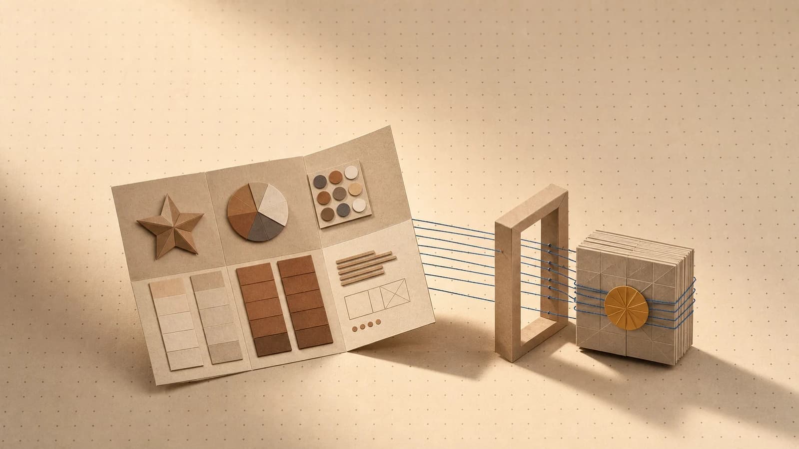 Editorial origami illustration for Machine-readable brand guidelines: making your brand legible to AI