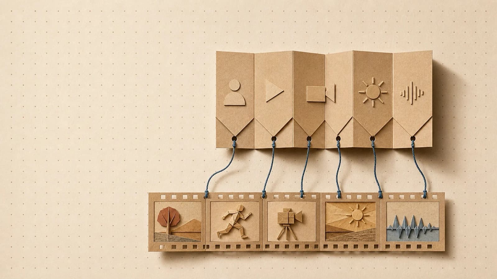 Editorial origami illustration for Structured prompting for AI video: the format behind consistent clips