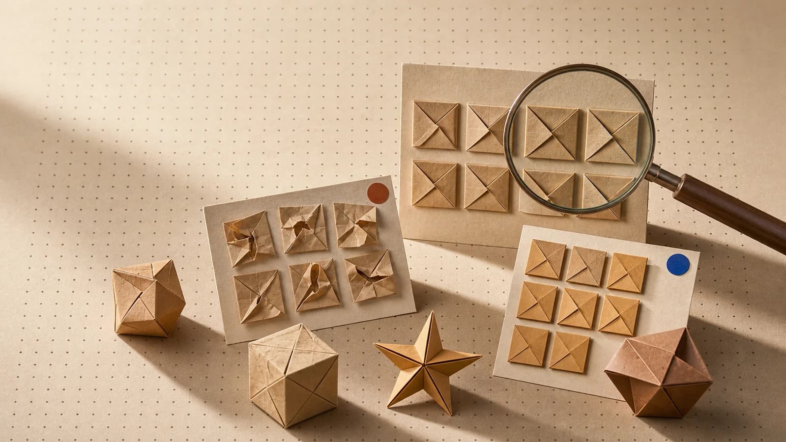 Editorial origami illustration for Text in AI images: which models can actually spell in 2026