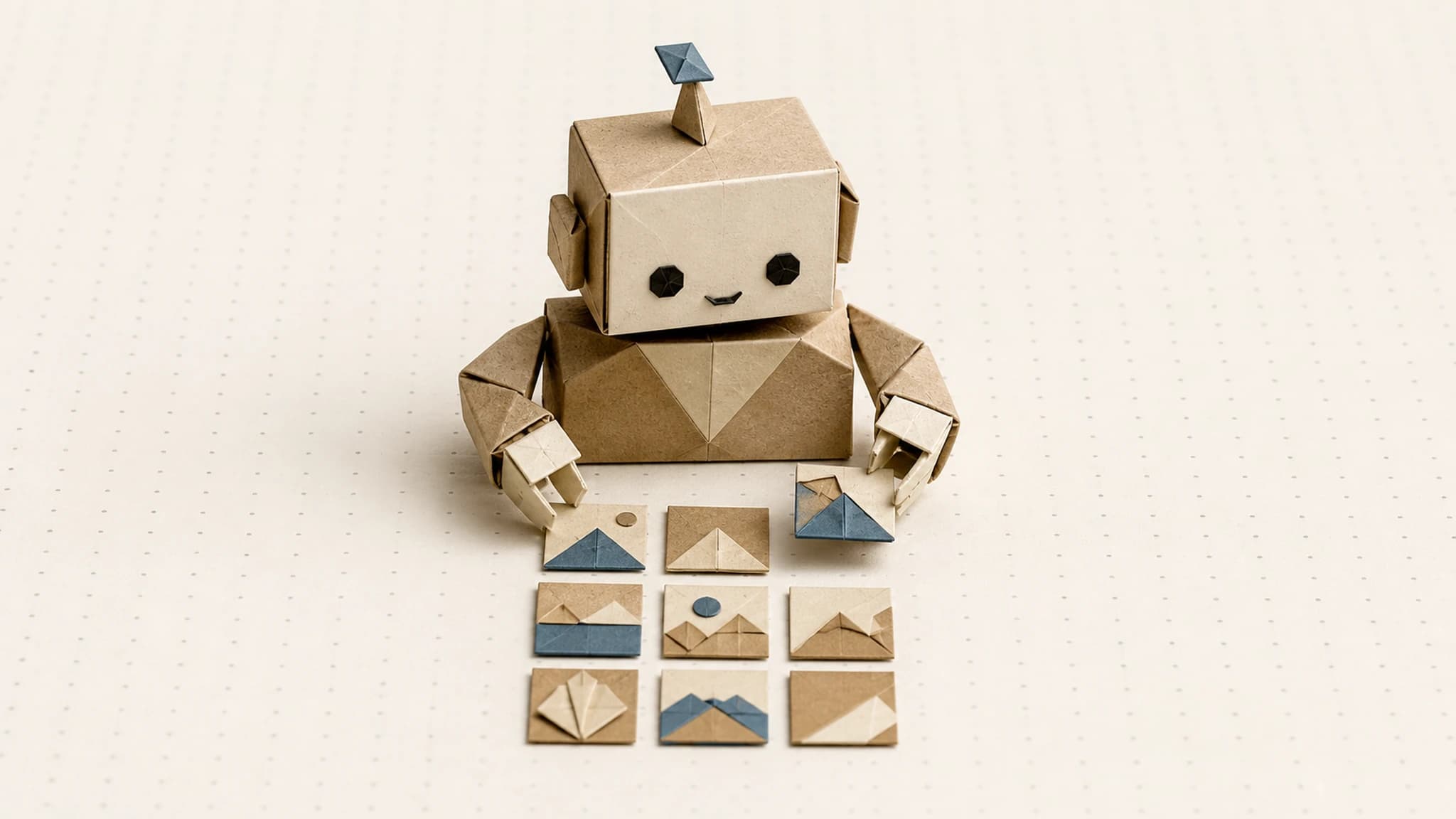 Editorial origami illustration for What is agentic image generation? Reasoning image models, explained