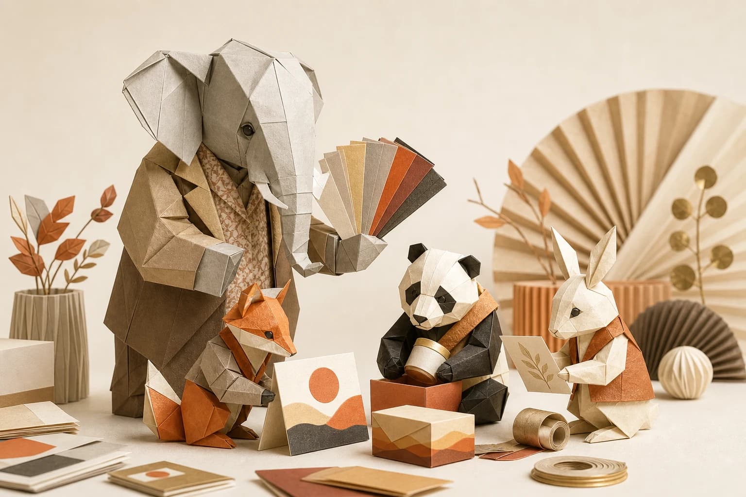 Origami brand team coordinating one visual system across many campaign assets