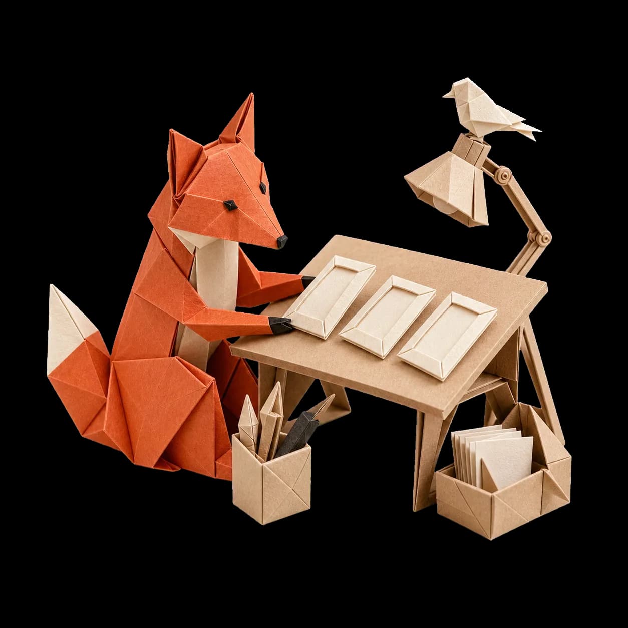 Origami illustration for Write the list, not the ads.