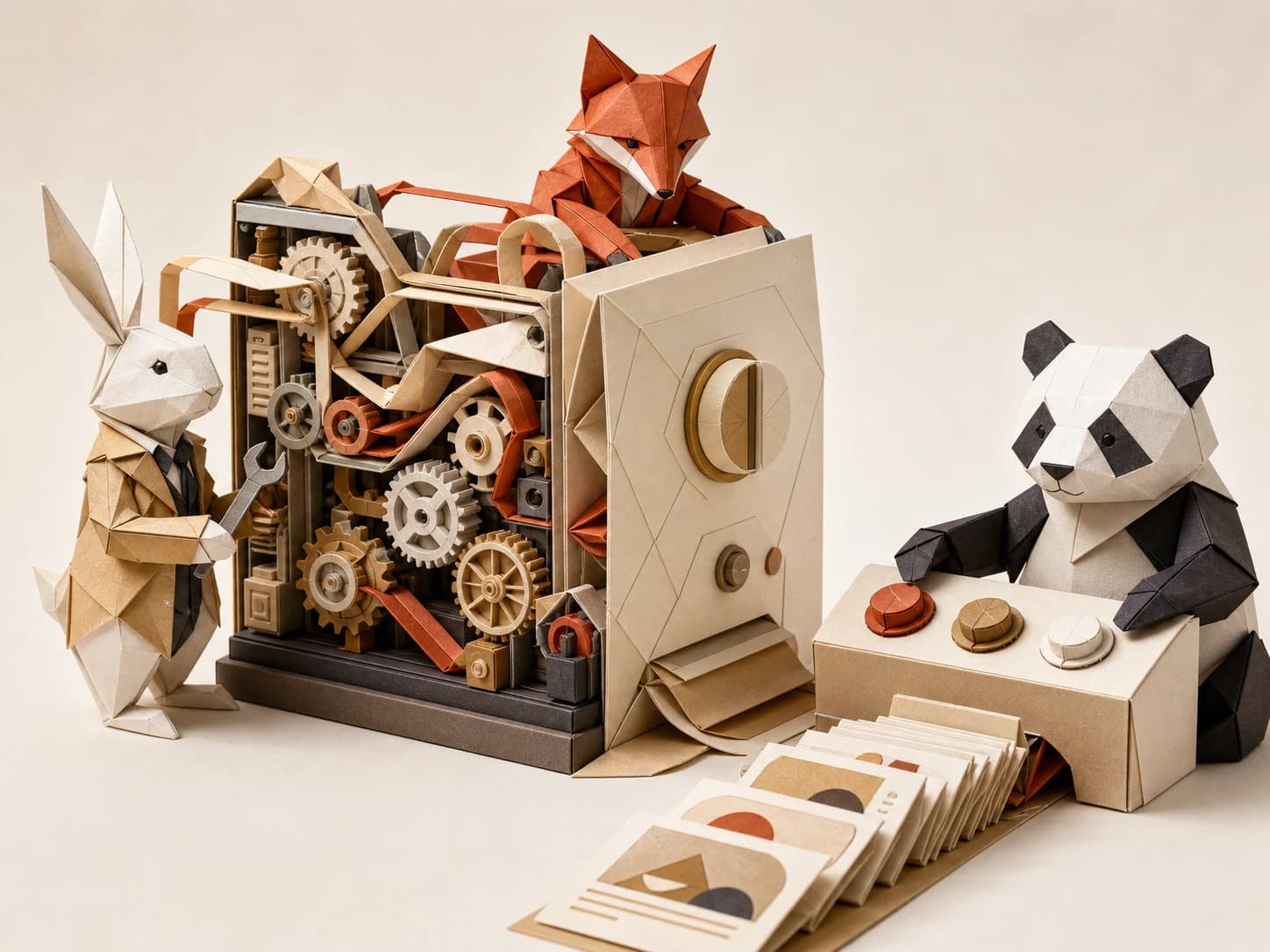 Origami animals turning a complex creative machine into a simple app