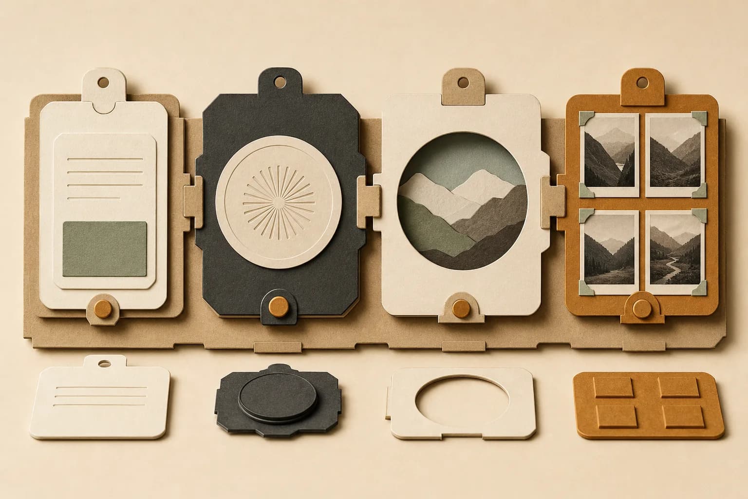 A modular paper workflow made from visible interchangeable nodes