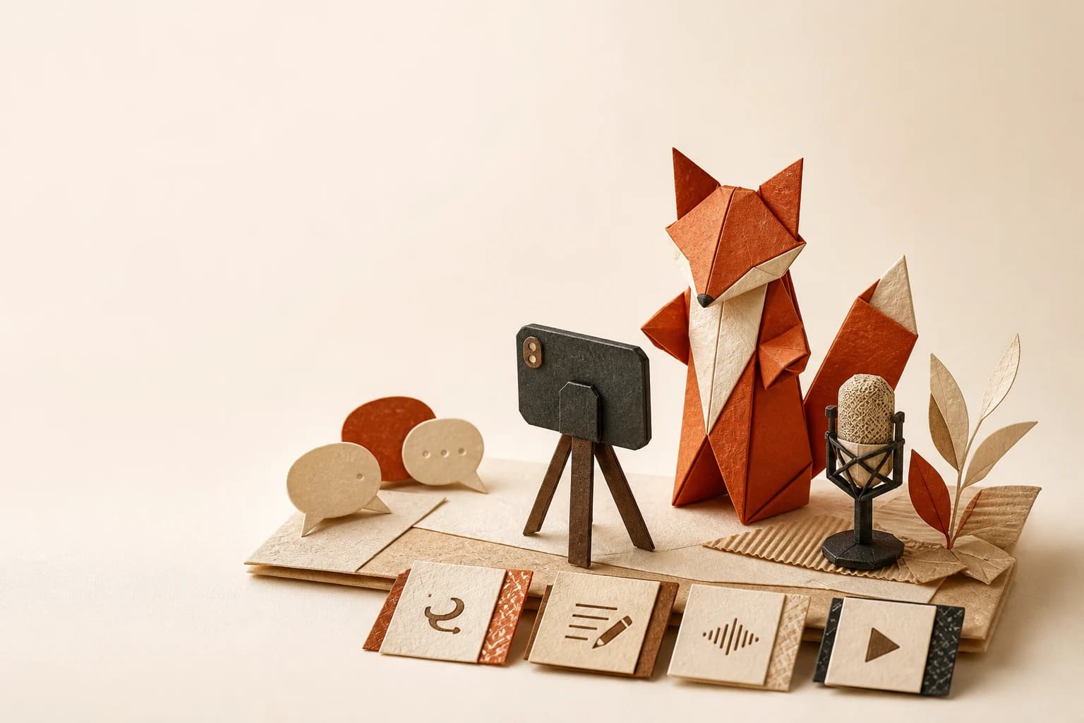 Origami illustration for Give it a voice, then a face.